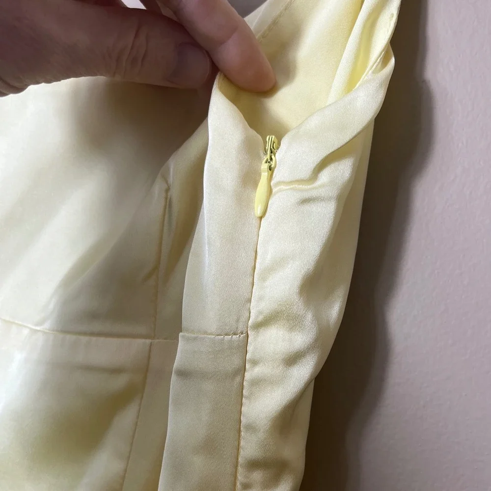 Beginning‎ Boutique Yellow Satin Ruffle Mini Dress Size 4 Coquette Party Summer